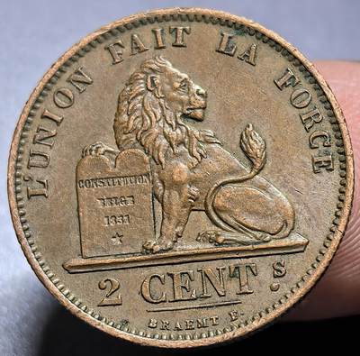 外国优质老铜币银币，周六九点倒数截拍，满百包邮，可寄存半年，喜欢朋友微信扫描二维码可直接参拍 - 极美品比利时1870年2分