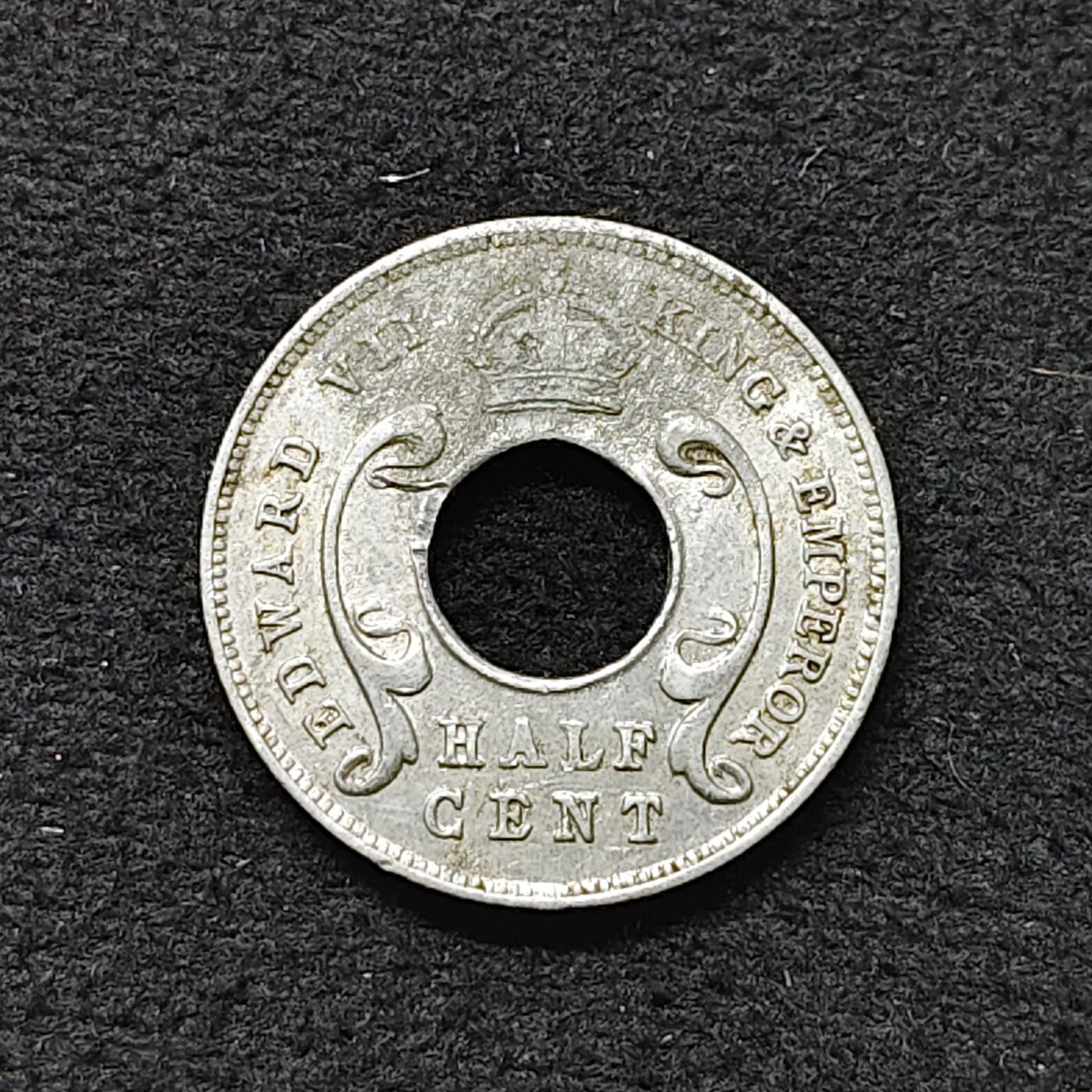 【全场包邮】纯粹捡漏拍480场（免费代拍第17场） 【稀少】东非及乌干达保护地1908年爱德华七世1/2分铝版-KM6