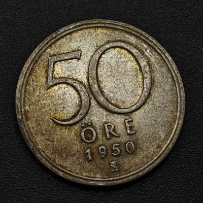 【淘币小摊】实时拍第八百零九拍   散币场   满百包邮可预留二周 每周一统一发货   - 瑞典1950年50欧尔银币