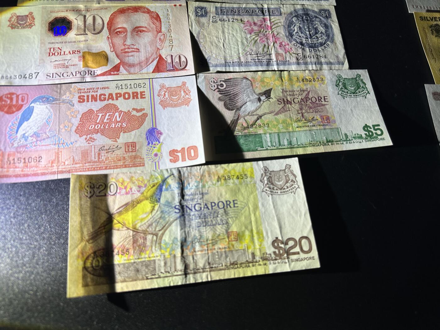 《外钞收藏家》第五百八十八期（优质场）（本平台长期征集拍品、欢迎藏友们联系合作） 新加坡人像、鸟版、花版 7张一起 有新有旧 品相如图