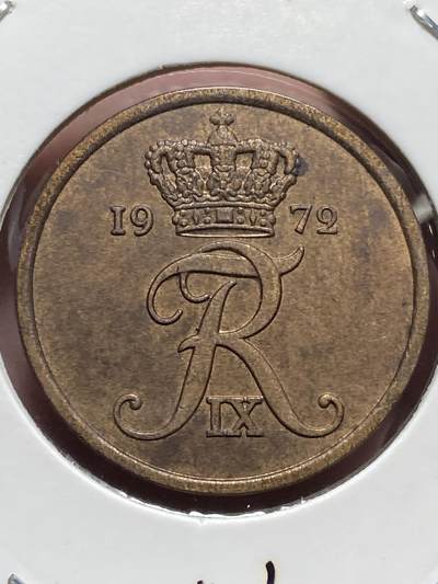 2025年第一百三十二场(总第一百五十八场）外国好品纸夹散币场(免佣金) - 丹麦🇩🇰1972单年份5欧尔(弗雷德里克九世逝世年，第三版S; S版)