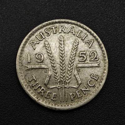 【淘币小摊】实时拍第八百零九拍   散币场   满百包邮可预留二周 每周一统一发货   - 澳大利亚1952年乔治六世3便士银币