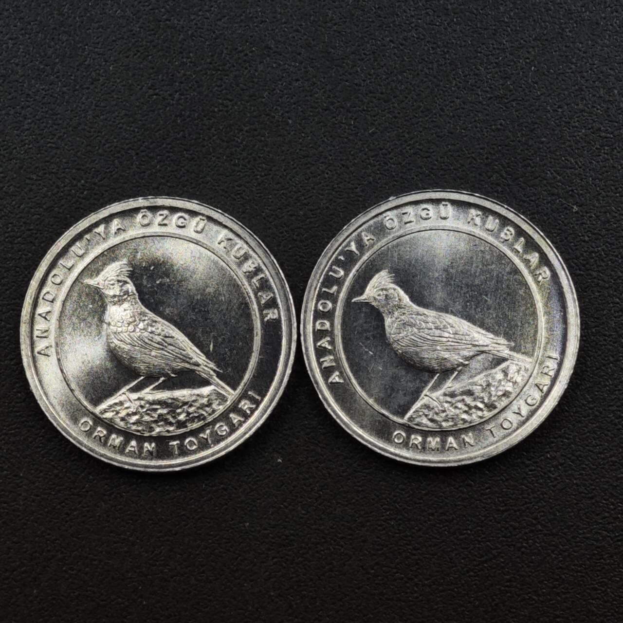 【淘币小摊】实时拍第八百零九拍   散币场   满百包邮可预留二周 每周一统一发货   土耳其2020年1库鲁小鸟铝币2枚全新品