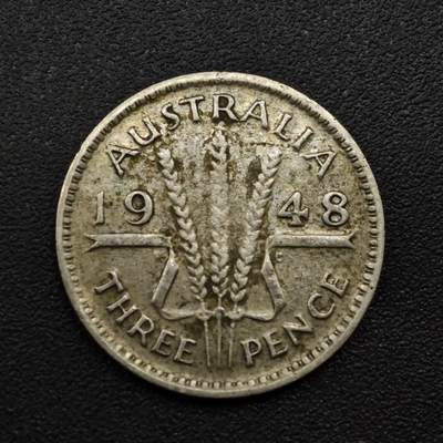 【淘币小摊】实时拍第八百零九拍   散币场   满百包邮可预留二周 每周一统一发货   - 澳大利亚1946年乔治六世3便士银币