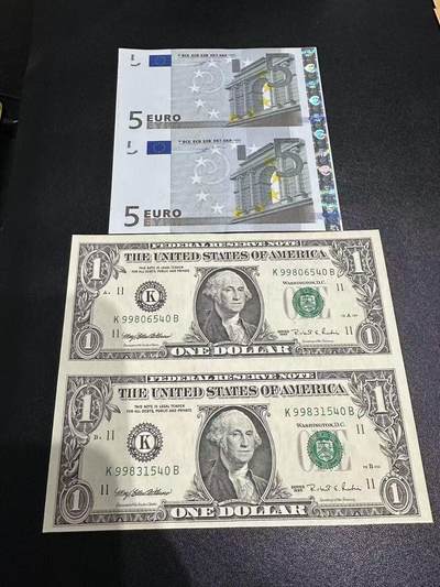 《外钞收藏家》第五百八十八期（优质场）（本平台长期征集拍品、欢迎藏友们联系合作） - 一签5欧元 2连体和1995年1美元2连体 全新不绝 有潮