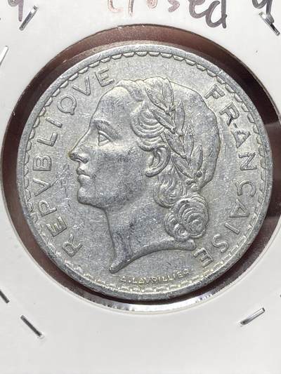 2025年第一百三十二场(总第一百五十八场）外国好品纸夹散币场(免佣金) - 法兰西第四共和国1949年5法郎(B标，博蒙莱罗热造，Closed 9–闭口9版)