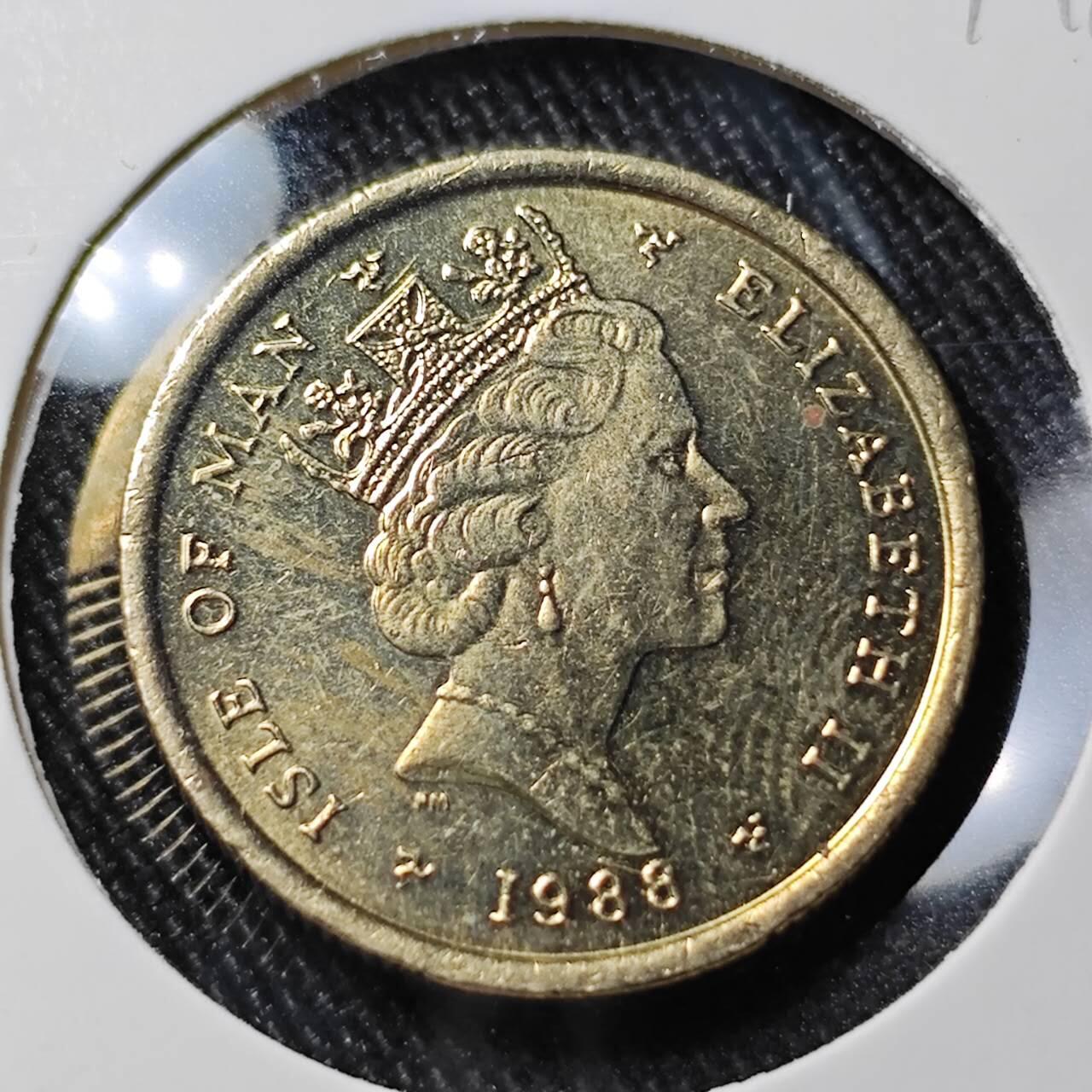 KK钱币收藏小铺 （套币 好品/批量散币 银币）专场  2月预留时间 周末发货  1988马恩岛1镑 好品