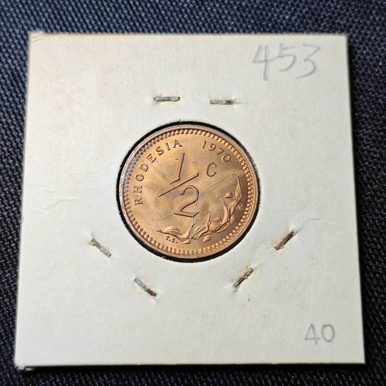 KK钱币收藏小铺 （套币 好品/批量散币 银币）专场  2月预留时间 周末发货  1970罗得西亚1/2铜币 好品