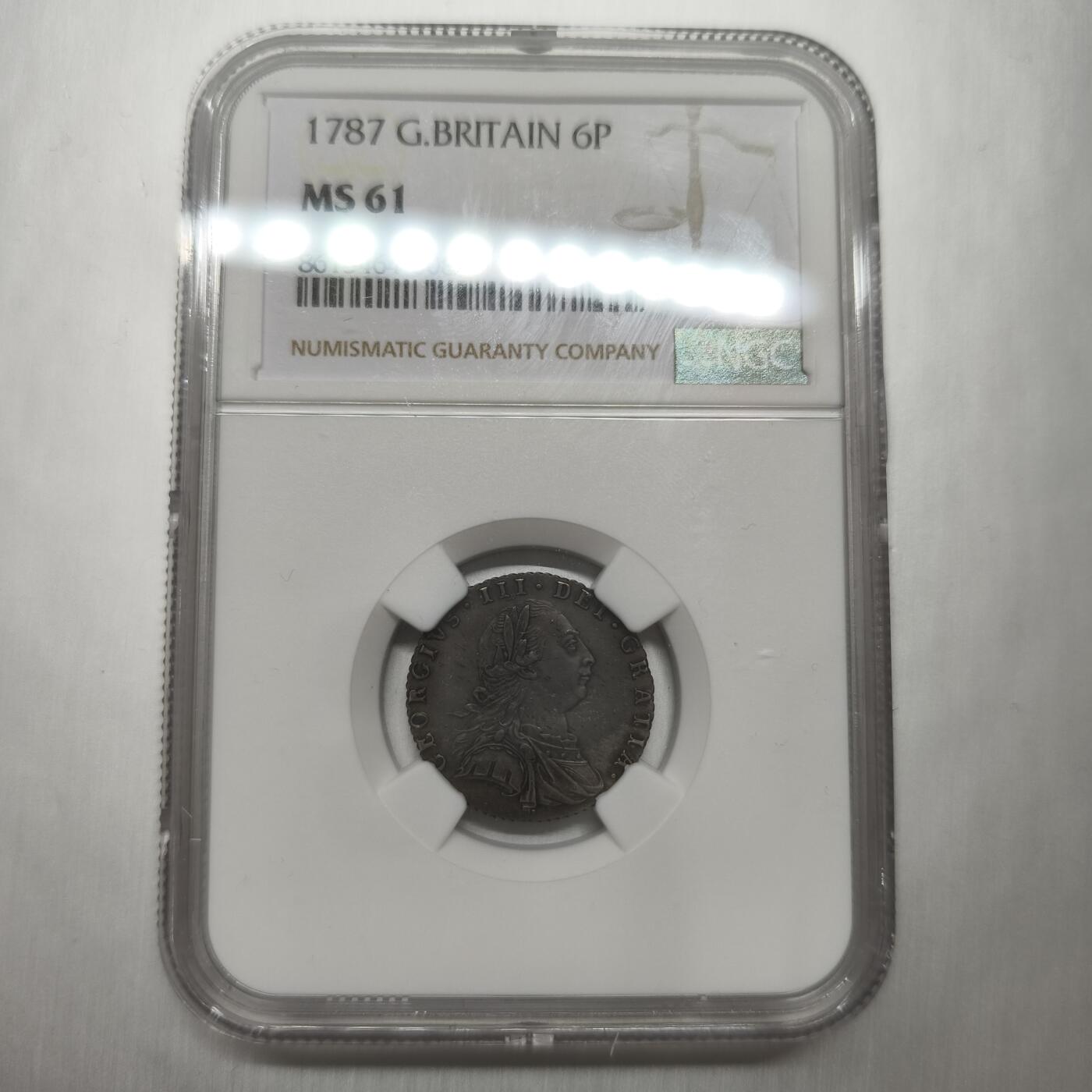 老蟹的宝藏🏴‍☠️ IV NGC MS61 英国1787年乔治三世6便士without heart