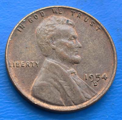 外国优质老铜币银币，周六九点倒数截拍，满百包邮，可寄存半年，喜欢朋友微信扫描二维码可直接参拍 - 美国1954年壹分D版