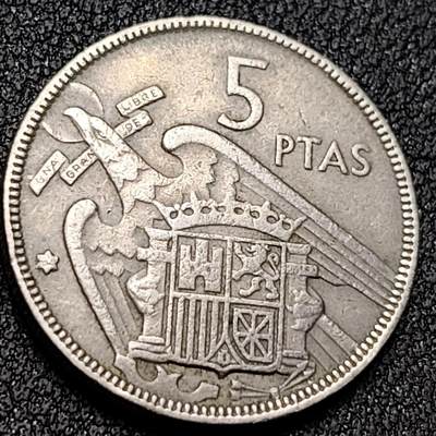 泉币菌-第139场-精品福利场（之前场次29日、30日发货，敬请谅解） - 1975 西班牙5比塞塔 直径23mm 弗朗哥鹰徽 