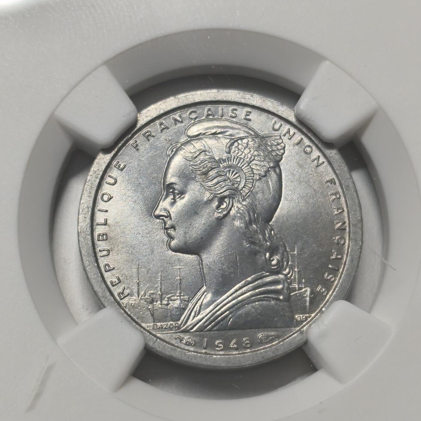 老蟹的宝藏🏴‍☠️ IV NGC MS64 1948年法属赤道非洲1法郎