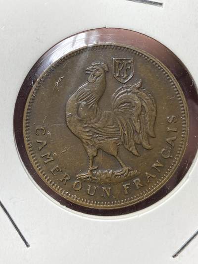 2025年第一百三十二场(总第一百五十八场）外国好品纸夹散币场(免佣金) - 稀少好品–法属喀麦隆1943单年份1法郎(无自由字样，SA版南非比勒陀利亚造)