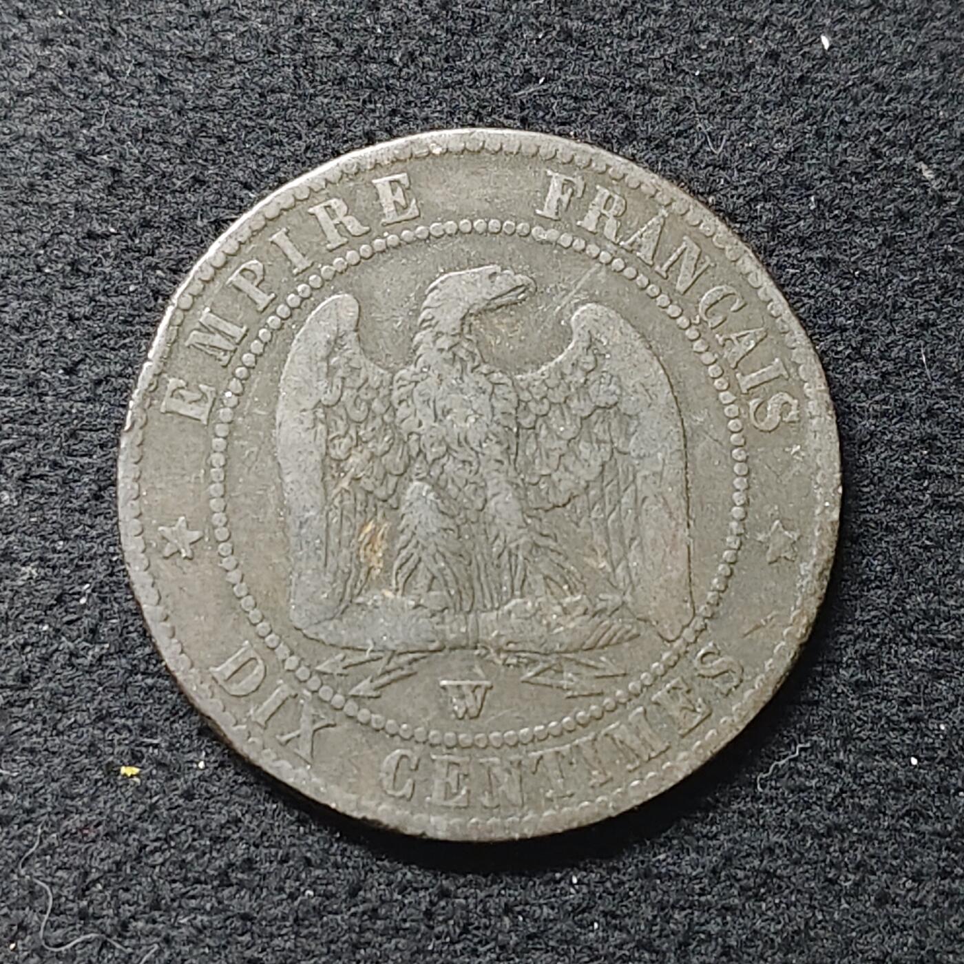 【全场包邮】纯粹捡漏拍480场（免费代拍第17场） 法国第二帝国1856年拿破仑三世W版10分铜币