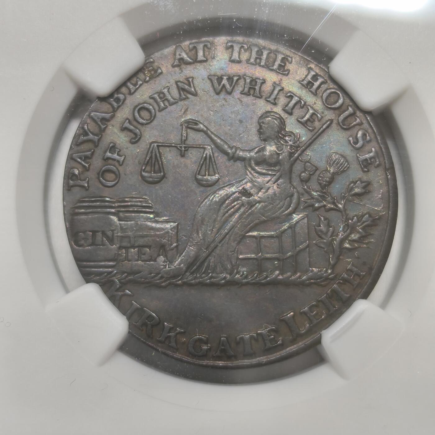 老蟹的宝藏🏴‍☠️ IV NGC AU55BN 1796 GB Conder Halfpenny - SCOTLAND LOTHIAN - JOHN WHITE 