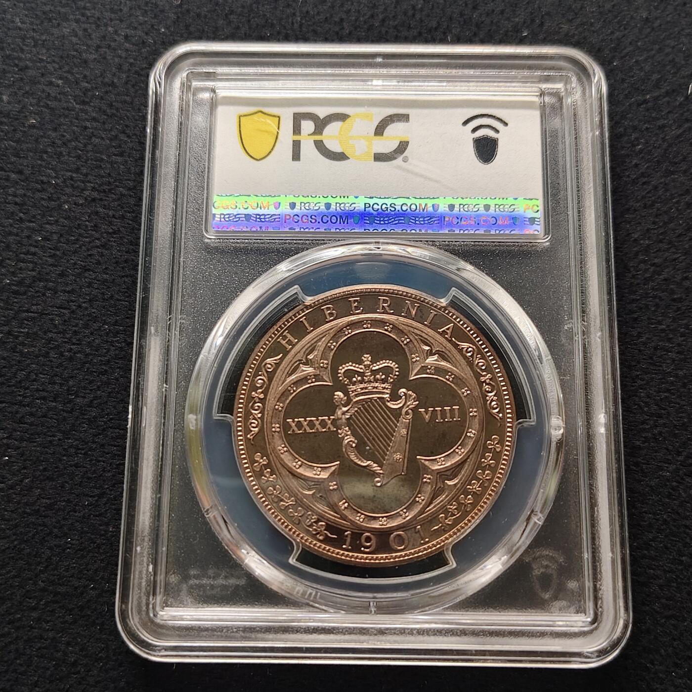 【全场包邮】纯粹捡漏拍481场（免费代拍第18场） 【稀少】爱尔兰1901年爱德华七世48便士精制铜币X13b-量425-PCGS PR67 RD