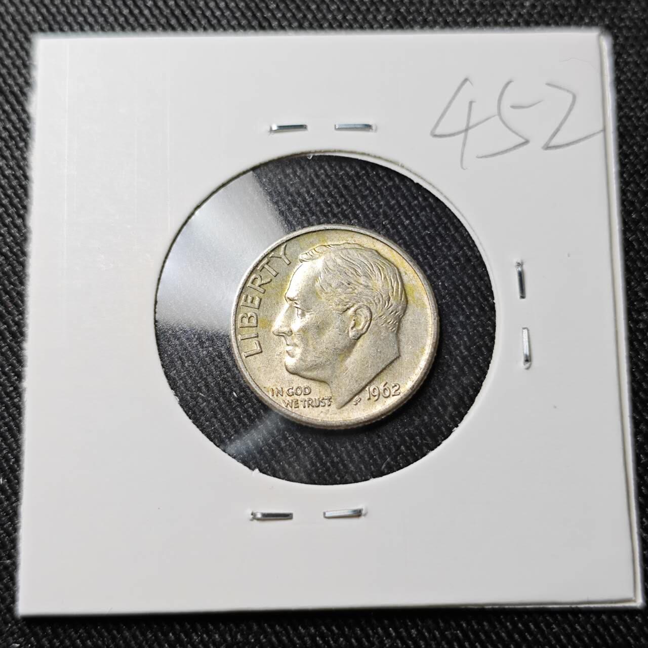 KK钱币收藏小铺 （套币 好品/批量散币 银币）专场  2月预留时间 周末发货   1962美国10分银币