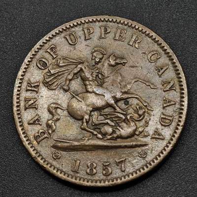 【淘币小摊】实时拍第八百零九拍   散币场   满百包邮可预留二周 每周一统一发货   - 上加拿大1857年马剑一便士铜币代币