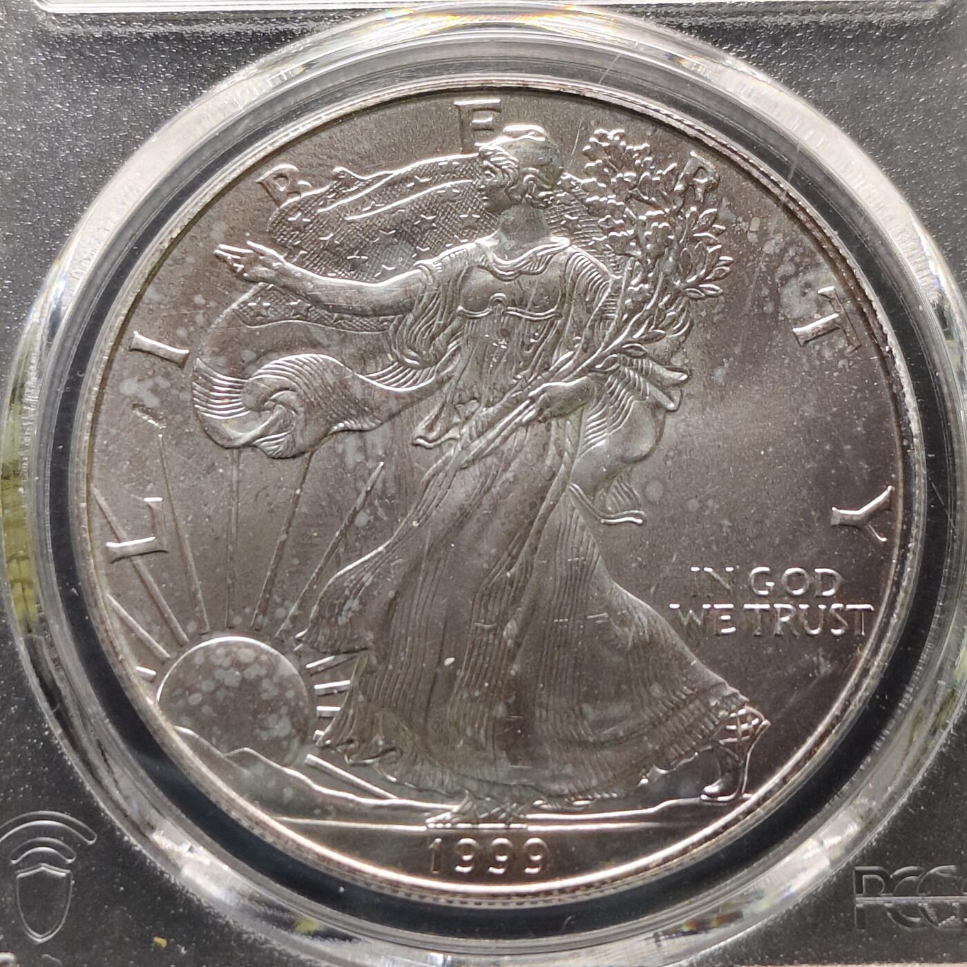 【全场包邮】纯粹捡漏拍481场（免费代拍第18场） 美国1999年行走女神1元1盎司31.1克纯银币-PCGS MS66