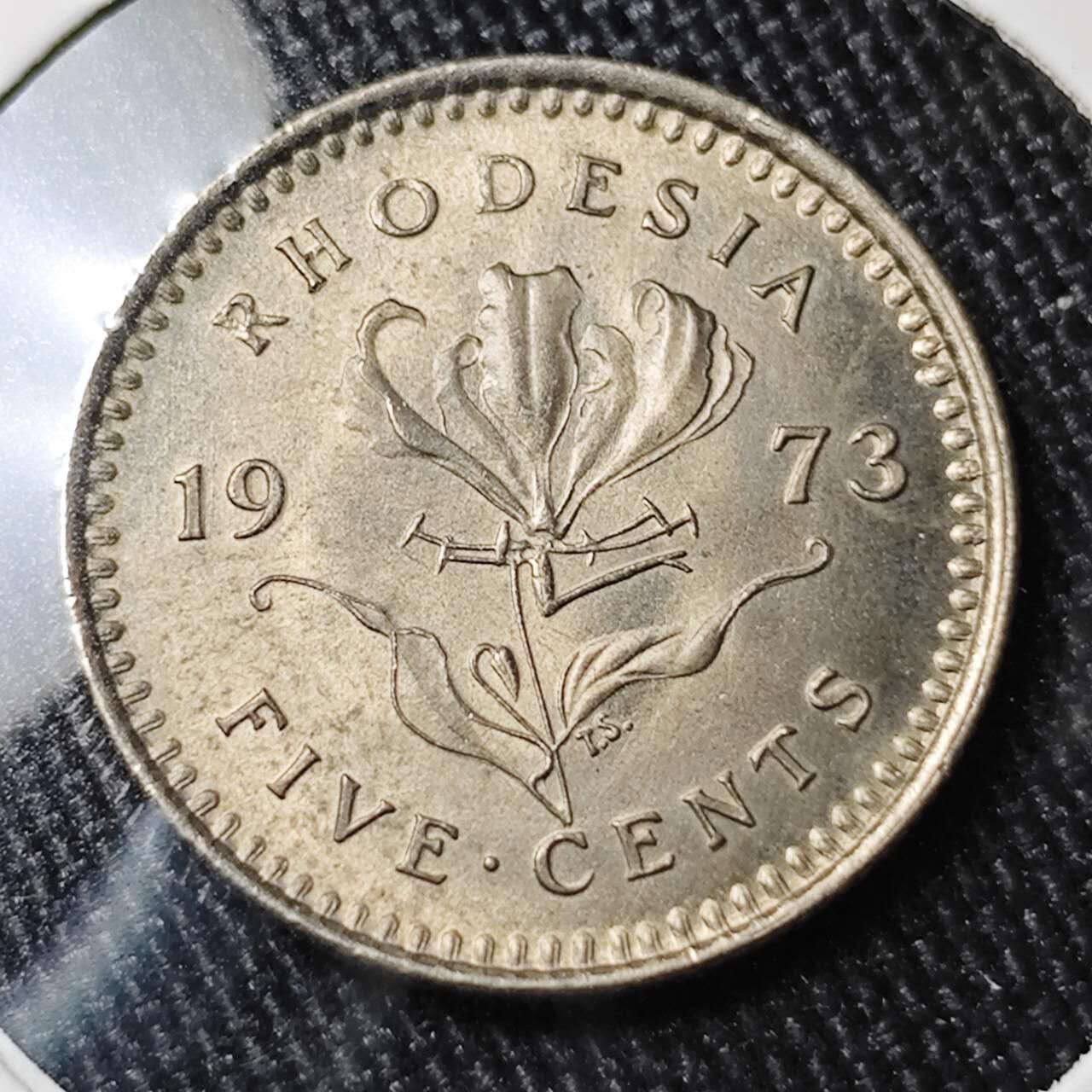 KK钱币收藏小铺 （套币 好品/批量散币 银币）专场  2月预留时间 周末发货  1973罗得西亚5分镍币 好品