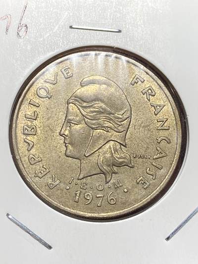 2025年第一百三十二场(总第一百五十八场）外国好品纸夹散币场(免佣金) - 法属新喀里多尼亚🇳🇨1976年100法郎(第三套首发年，Dolphin–海豚标)