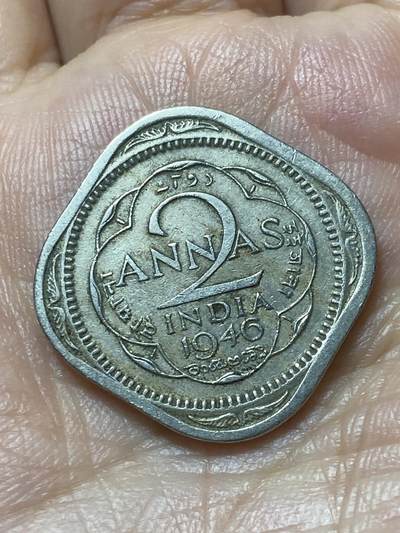 2025年第一百三十二场(总第一百五十八场）外国好品纸夹散币场(免佣金) - 英属印度1946年2安娜(乔治六世第五版，首发年仅发行2年)