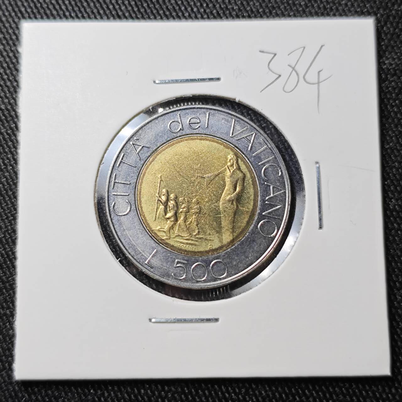 KK钱币收藏小铺 （套币 好品/批量散币 银币）专场  2月预留时间 周末发货  梵蒂冈500里拉双色币 好品