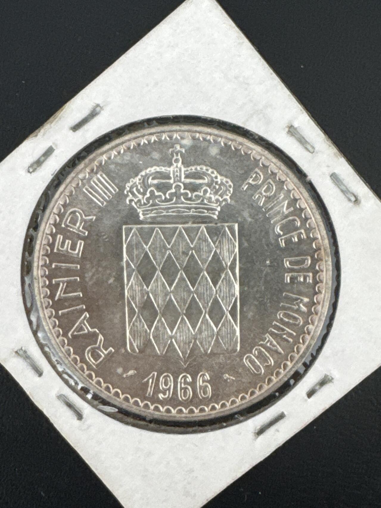 ❤️【币观天下】❤️ 第332期钱币拍卖- 2025.11.28周五晚上6点半场-长期征集拍品 摩纳哥1966年10法郎银币