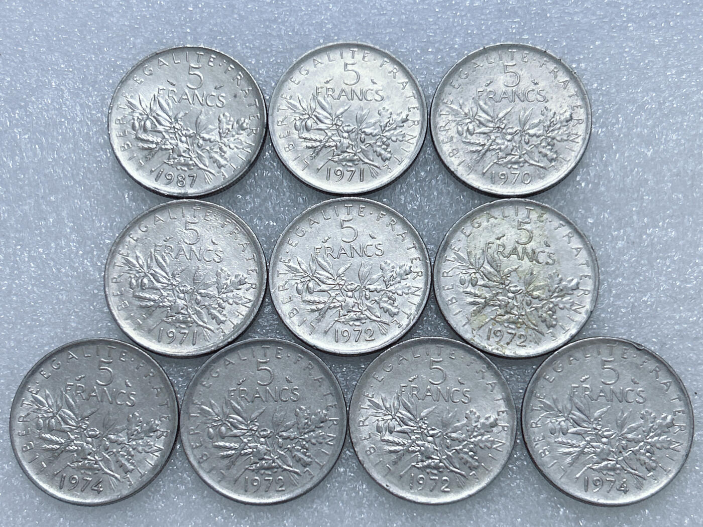 第一海外回流一元起拍收藏 散集专场  第272期 法国5法郎硬币 10枚