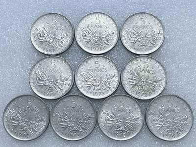 第一海外回流一元起拍收藏 散集专场  第272期 - 法国5法郎硬币 10枚