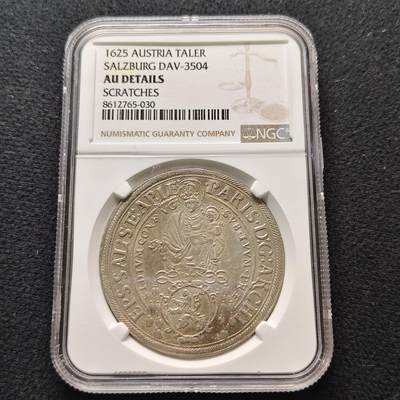 【全场包邮】纯粹捡漏拍481场（免费代拍第18场） - 奥地利萨尔斯堡1625年1泰勒帕里斯·冯·洛德龙大主教大银币-NGC AU DETAILS