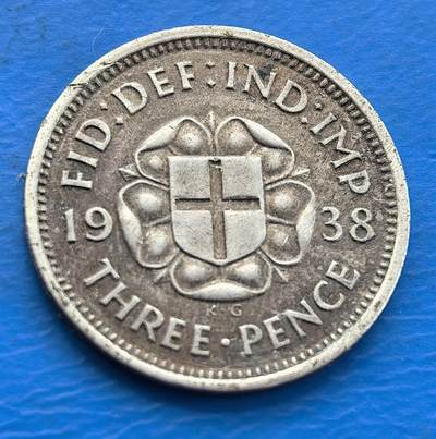 外国优质老铜币银币，周六九点倒数截拍，满百包邮，可寄存半年，喜欢朋友微信扫描二维码可直接参拍 - 英国1938年3便士银币