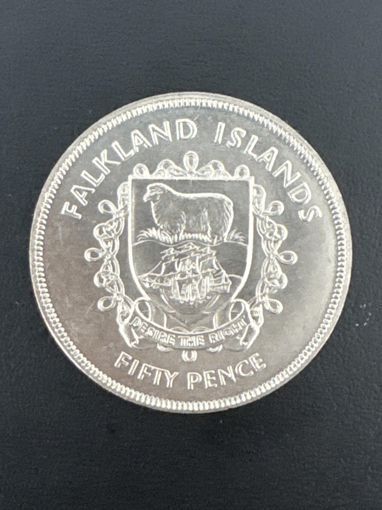 ❤️【币观天下】❤️ 第332期钱币拍卖- 2025.11.28周五晚上6点半场-长期征集拍品 福克兰岛1977年50便士镍质纪念币