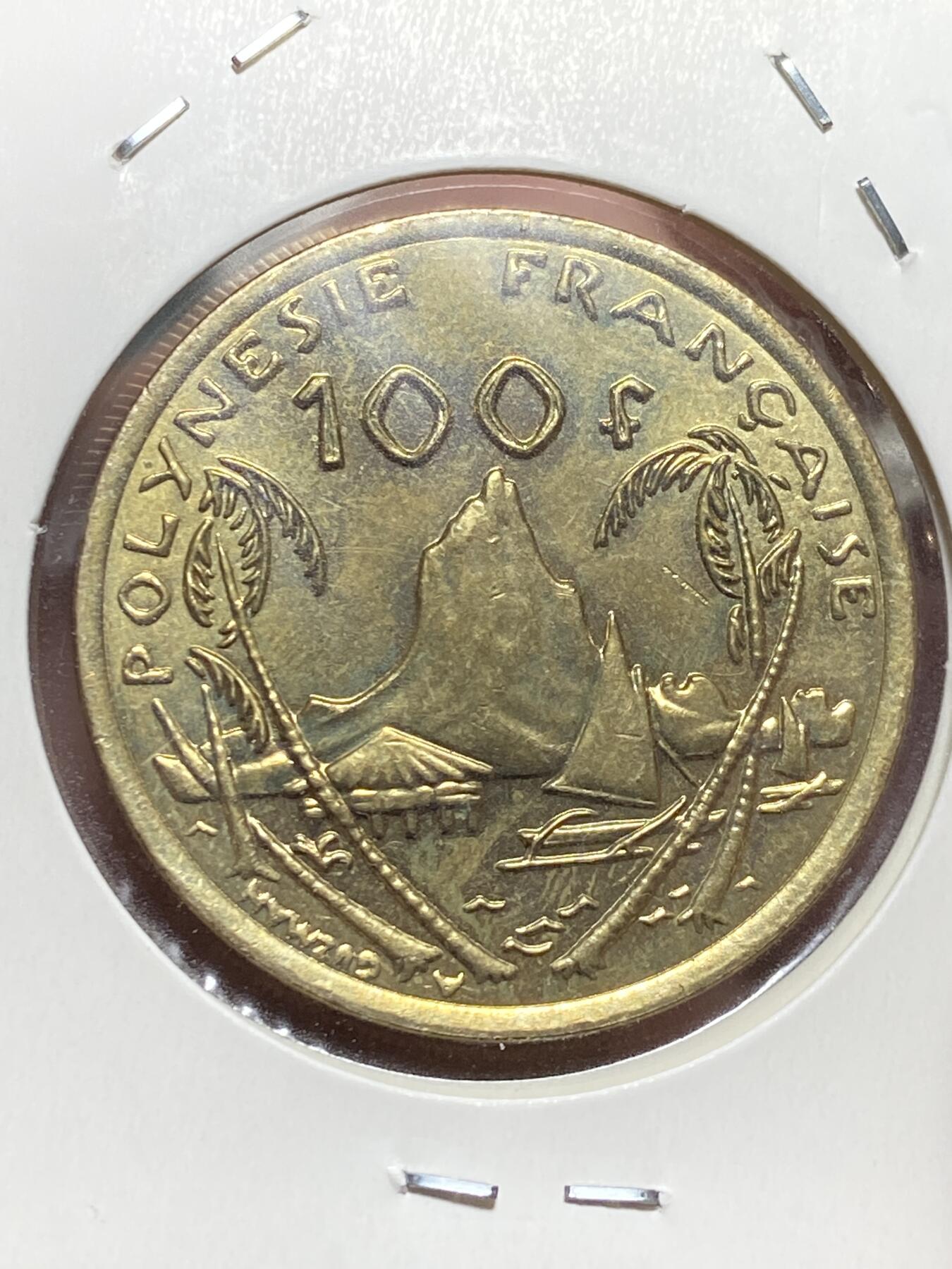 2025年第一百三十二场(总第一百五十八场）外国好品纸夹散币场(免佣金) 原光全新–法属波利尼西亚🇵🇫2009年100法郎(第三套，Hunting horn–猎号标)