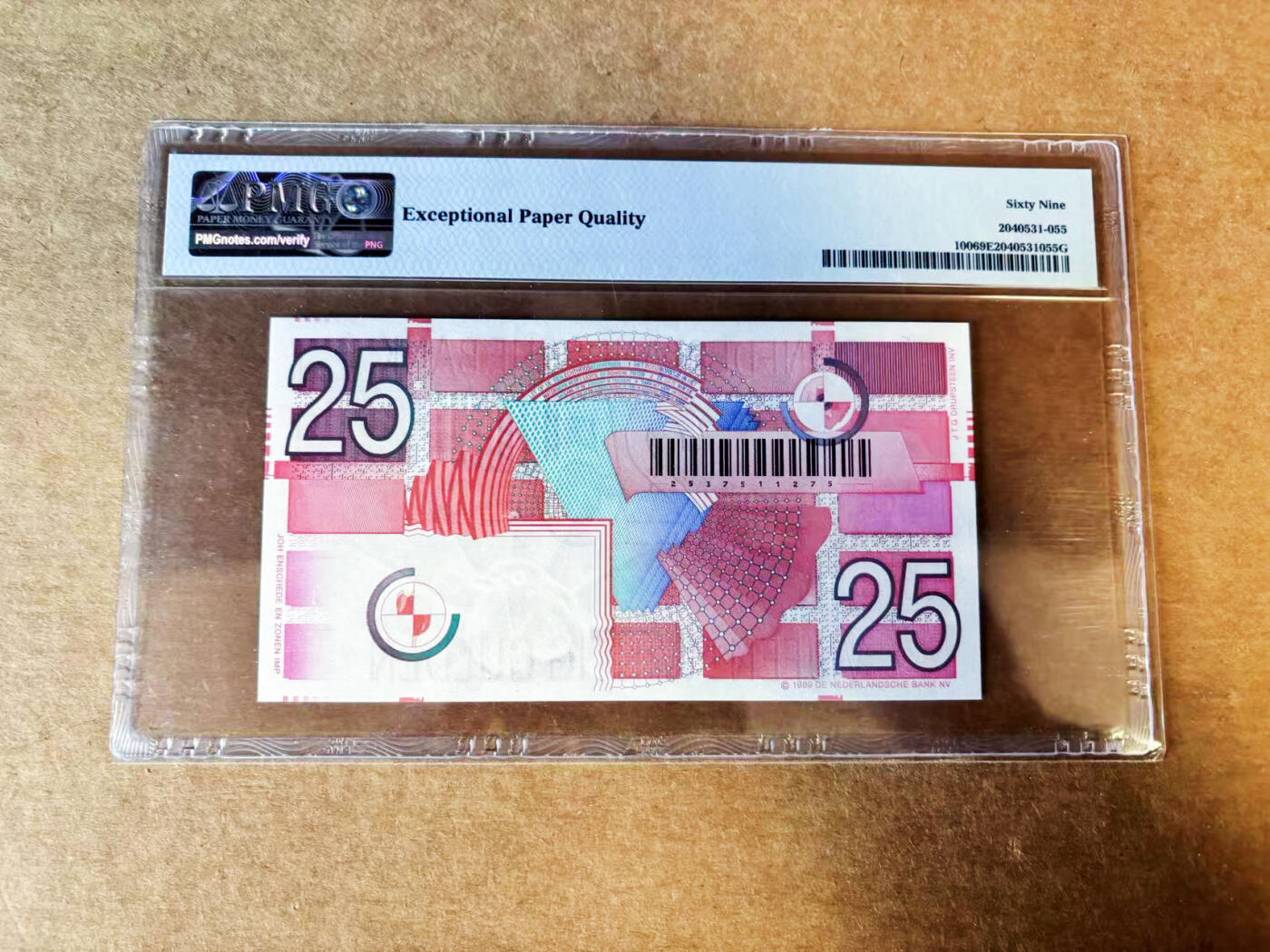 【Blue Auction】世界纸币精拍第755期——18级TOP拍卖/信誉/品质/专业/高效💫 荷兰 1989年25盾   PMG69EPQ 近满分