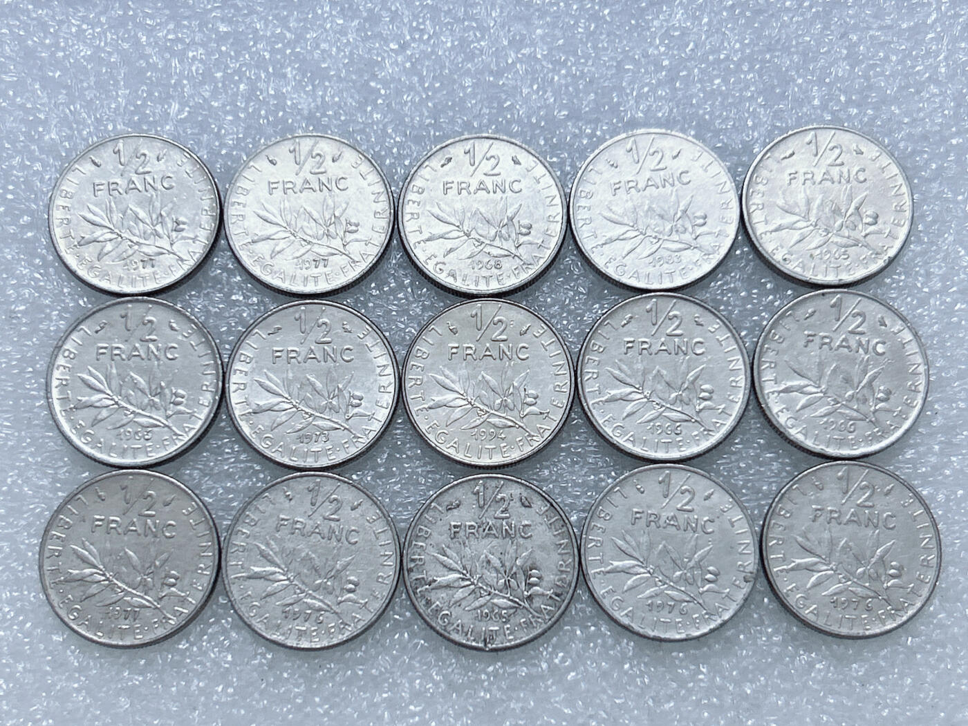 第一海外回流一元起拍收藏 散集专场  第272期 法国1/2法郎硬币 15枚