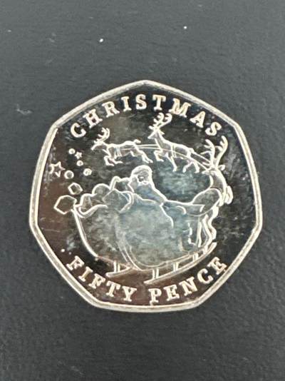 ❤️【币观天下】❤️ 第332期钱币拍卖- 2025.11.28周五晚上6点半场-长期征集拍品 - 直布罗陀圣诞2020年50便士镍质纪念币