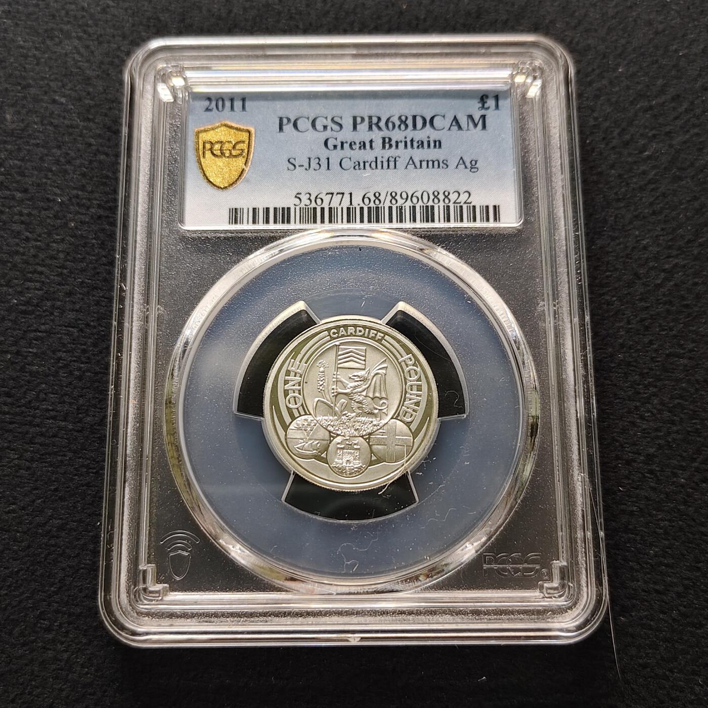 【全场包邮】纯粹捡漏拍481场（免费代拍第18场） 英国2011年1镑首府系列威尔士加的夫精制纪念币-PCGS PR68 DCAM