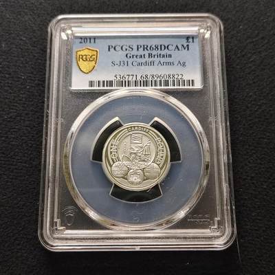 【全场包邮】纯粹捡漏拍481场（免费代拍第18场） - 英国2011年1镑首府系列威尔士加的夫精制纪念币-PCGS PR68 DCAM