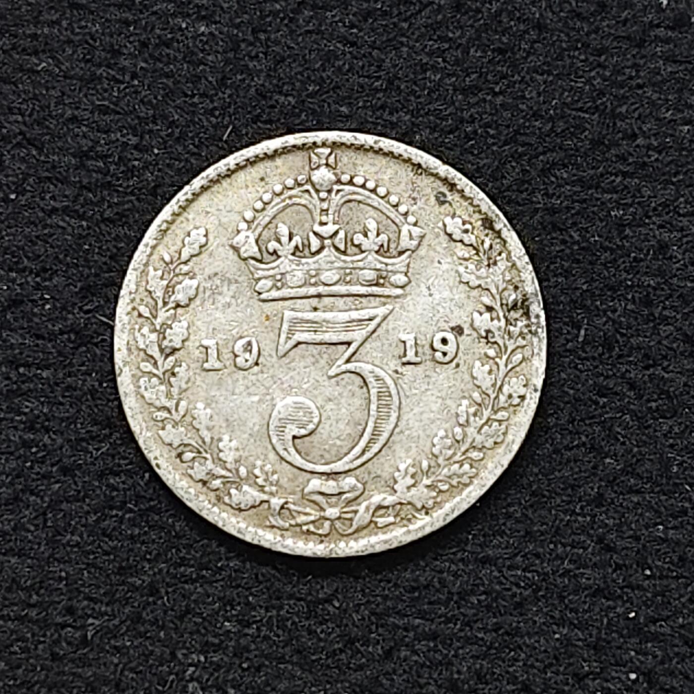 【全场包邮】纯粹捡漏拍480场（免费代拍第17场） 英国1919年乔治五世3便士银币