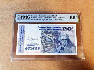 【Blue Auction】世界纸币精拍第755期——18级TOP拍卖/信誉/品质/专业/高效💫 -  【无47】爱尔兰 1988年20镑 诗人叶芝 PMG66EPQ 
