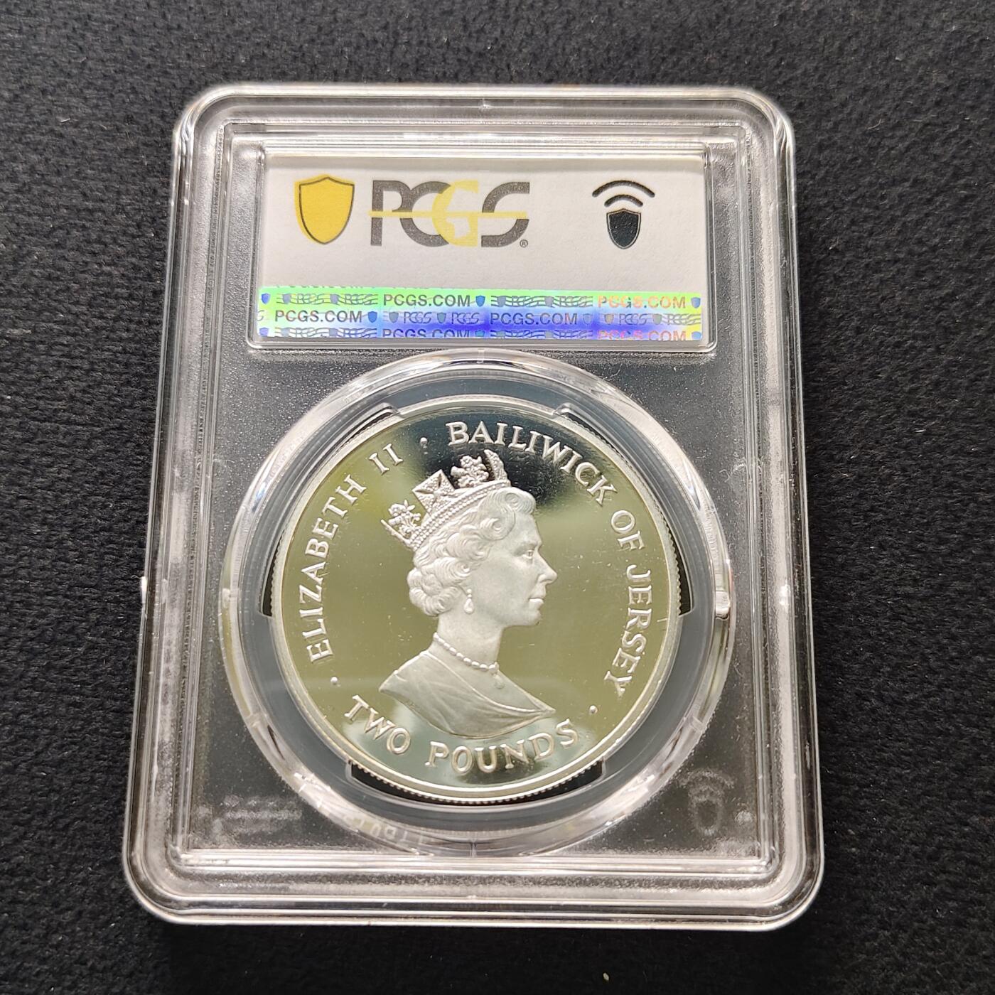 【全场包邮】纯粹捡漏拍481场（免费代拍第18场） 泽西1990年2镑不列颠之战50周年精制克朗型纪念银币-PCGS PR68 DCAM