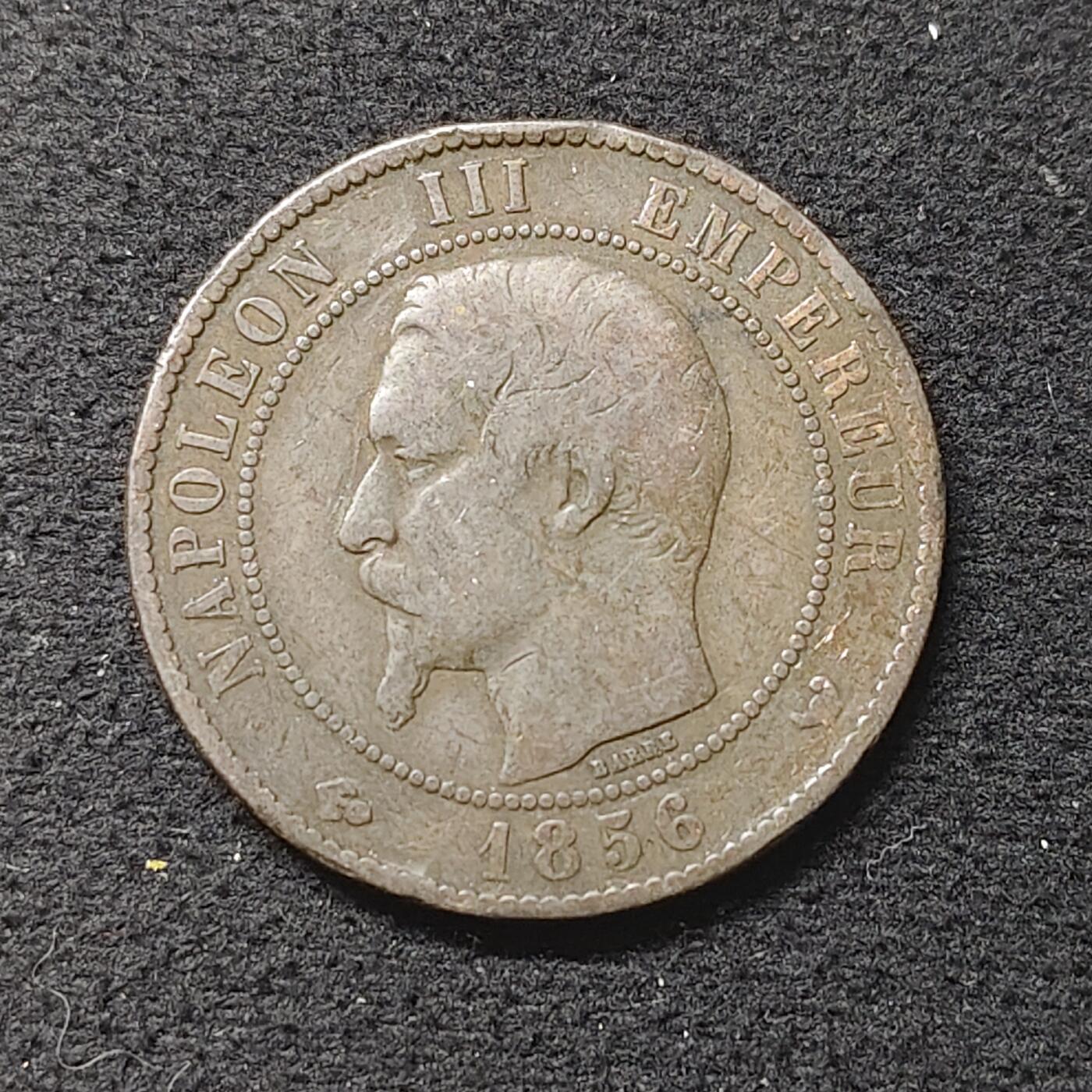 【全场包邮】纯粹捡漏拍480场（免费代拍第17场） 法国第二帝国1856年拿破仑三世W版10分铜币