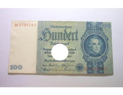 德国第三帝国1935年 化学家李比希100马克 无字母花纹水印 爽品 - 德国第三帝国1935年 化学家李比希100马克 无字母花纹水印 爽品