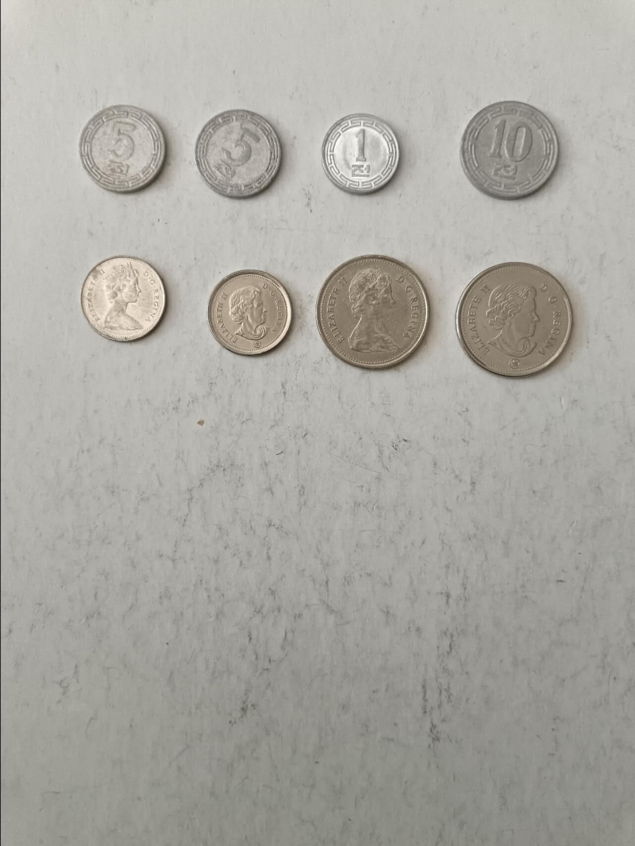 【20251128】非全新纸币第308场 朝鲜和加拿大硬币，共8枚