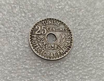 瓶子🏺第218期拍卖会  法属突尼斯1938年25分铜镍币
