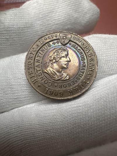 12.4铜章专场 - 1909年纽约哈德逊-富尔顿庆典“君士坦丁大帝与圣海伦娜”母子历史人物的纪念章