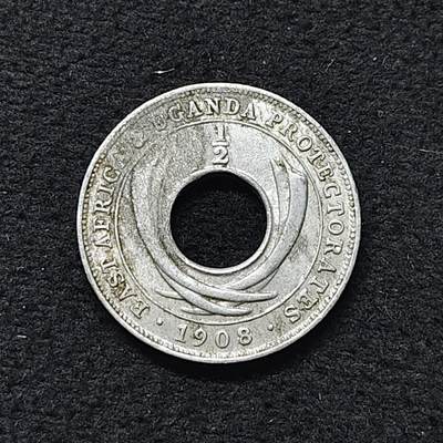 【全场包邮】纯粹捡漏拍480场（免费代拍第17场） - 【稀少】东非及乌干达保护地1908年爱德华七世1/2分铝版-KM6