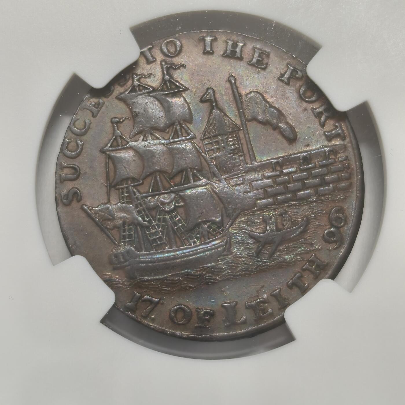 老蟹的宝藏🏴‍☠️ IV NGC AU55BN 1796 GB Conder Halfpenny - SCOTLAND LOTHIAN - JOHN WHITE 
