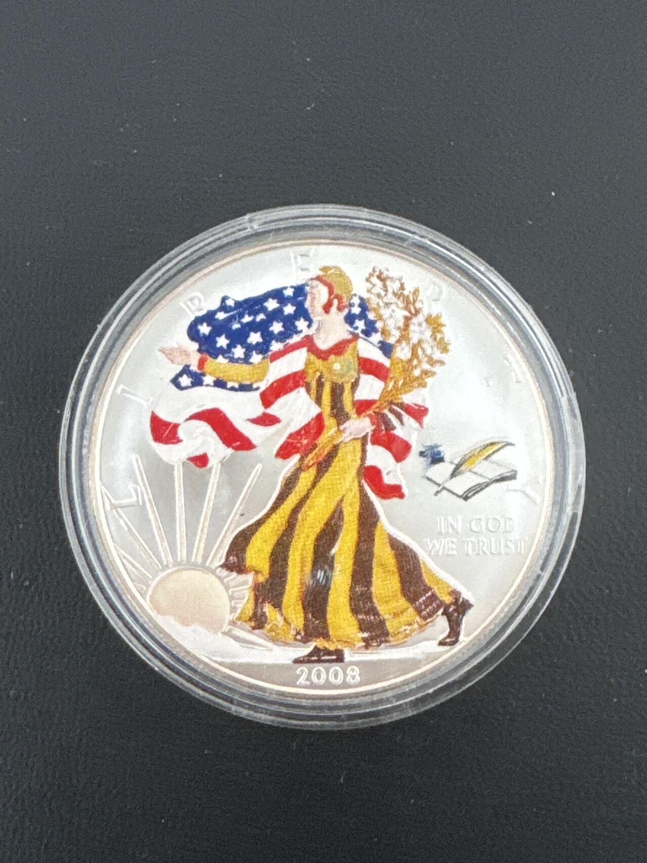 ❤️【币观天下】❤️ 第332期钱币拍卖- 2025.11.28周五晚上6点半场-长期征集拍品 美国2008年行走女神彩色银币